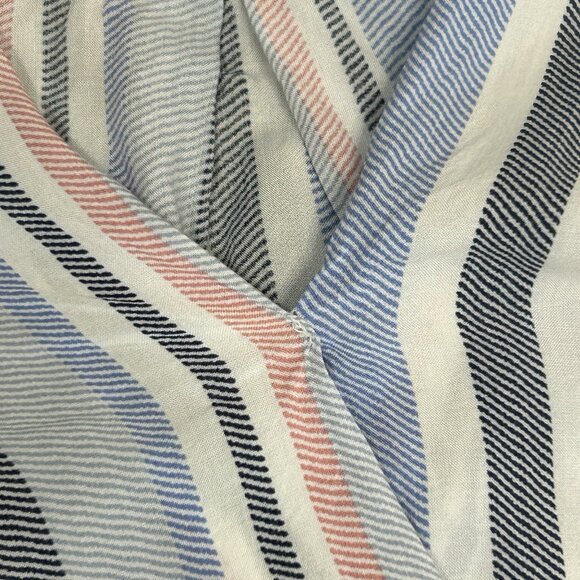 CYNTHIA ROWLEY Blouse Sz S Striped Rayon Faux Wrap V-Neck High Low Long Sleeve - Picture 9 of 13